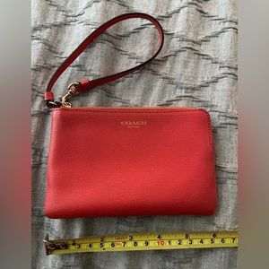 Coach wristlet wallet coral red 6 inch